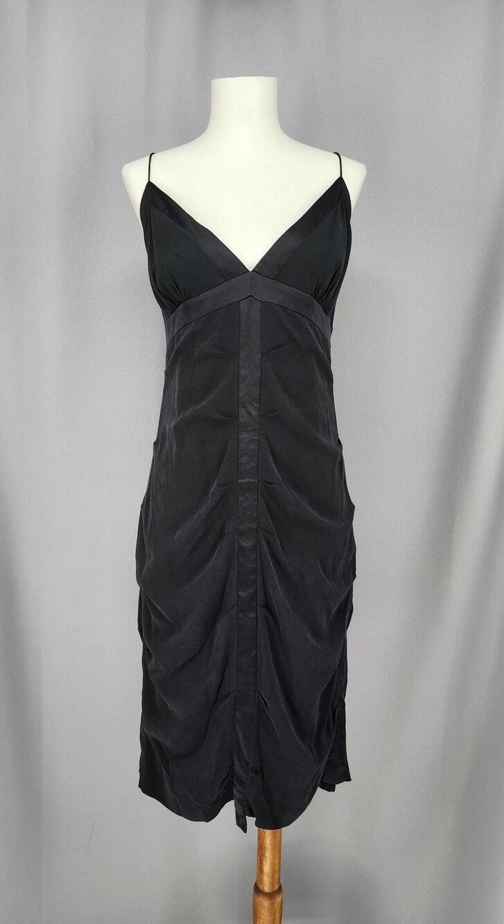 Nicole Miller Silk Slip Dress Size 12 Babydoll Cocktail Goth Vamp Y2K Disco